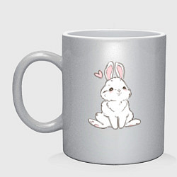 Кружка керамическая Милый кролик-символ года, цвет: серебряный