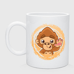 Кружка Забавная обезьянка машет рукой