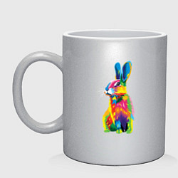 Кружка керамическая Кролик в стиле поп-арт, цвет: серебряный