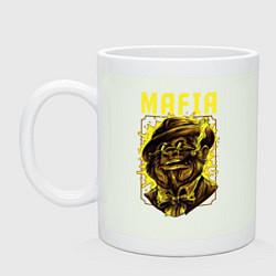 Кружка керамическая Мафия обезьяна с сигарой, цвет: фосфор