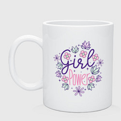 Кружка керамическая Girl power flowers, цвет: белый