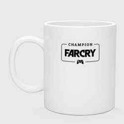 Кружка керамическая Far Cry gaming champion: рамка с лого и джойстиком, цвет: белый
