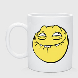 Кружка керамическая Smiley trollface, цвет: белый