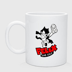 Кружка керамическая Cat Felix - footballer, цвет: белый