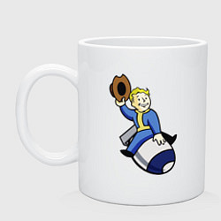 Кружка керамическая Vault boy - bomb rider, цвет: белый