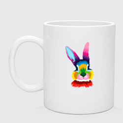 Кружка керамическая Поп-арт кролик, цвет: белый