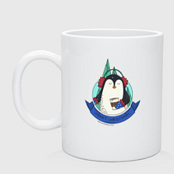 Кружка керамическая Merry christmas penguin, цвет: белый