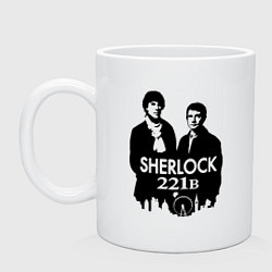 Кружка керамическая Sherlock 221B, цвет: белый