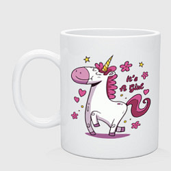 Кружка керамическая Girl unicorn, цвет: белый