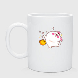 Кружка керамическая Зайчик и цыпленок, цвет: белый