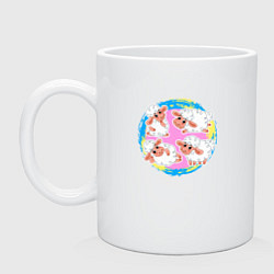 Кружка керамическая Милые мультяшные овечки на лугу, цвет: белый