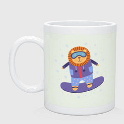 Кружка керамическая Лев-сноубордист, цвет: фосфор