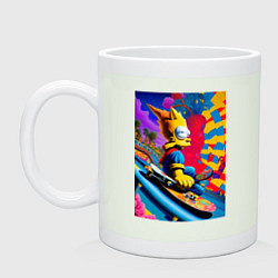 Кружка керамическая Барт Симпсон скейтбордист - нейросеть, цвет: фосфор