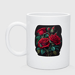 Кружка керамическая Букет и красные розы, цвет: белый