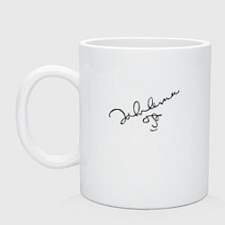 Кружка керамическая Джон Леннон - автограф, цвет: белый