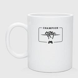 Кружка керамическая Stray gaming champion: рамка с лого и джойстиком, цвет: белый