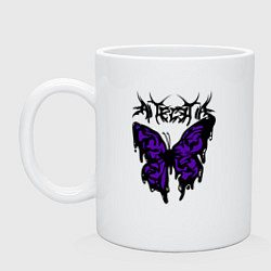 Кружка керамическая Gothic black butterfly, цвет: белый