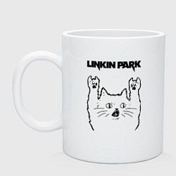 Кружка керамическая Linkin Park - rock cat, цвет: белый