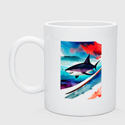 Кружка керамическая Shark - watercolor - art, цвет: белый