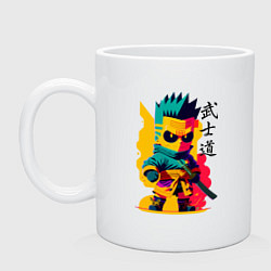 Кружка керамическая Bart Simpson - samurai - bushido, цвет: белый