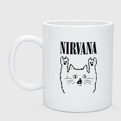 Кружка керамическая Nirvana - rock cat, цвет: белый
