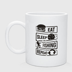 Кружка керамическая Eat sleep fishing repeat, цвет: белый