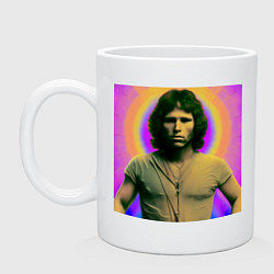 Кружка керамическая Jim Morrison Galo Glitch Art, цвет: белый