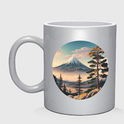 Кружка керамическая Природа Японии и Дальнего Востока, цвет: серебряный