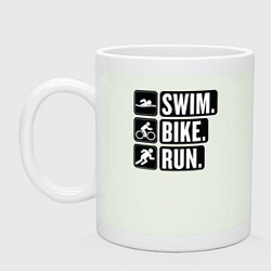 Кружка керамическая Swim bike run, цвет: фосфор