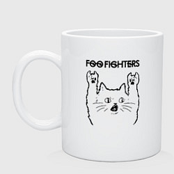 Кружка керамическая Foo Fighters - rock cat, цвет: белый
