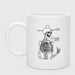 Кружка керамическая Skeleton - i am fine, цвет: белый