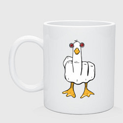 Кружка керамическая Неприличный гусь-рука, цвет: белый