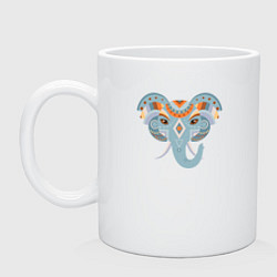 Кружка керамическая Красочный слон, цвет: белый