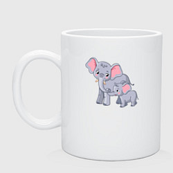 Кружка керамическая Elephants family, цвет: белый