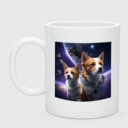Кружка керамическая Dogs and cats in space, цвет: белый