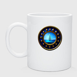 Кружка керамическая Колесо сансары, цвет: белый