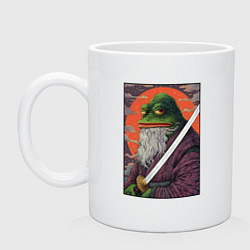 Кружка керамическая Pepe samurai, цвет: белый