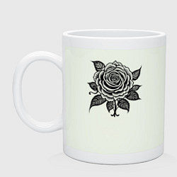 Кружка керамическая Чёрно белая роза цветы, цвет: фосфор