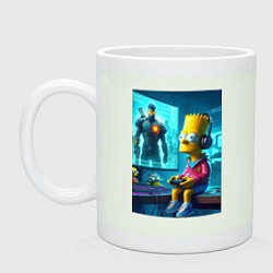 Кружка керамическая Bart Simpson is an avid gamer, цвет: фосфор