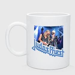 Кружка керамическая Judas Priest - Rob and Richi, цвет: белый