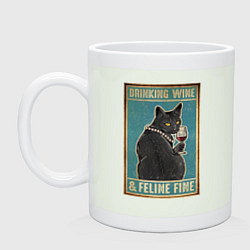 Кружка керамическая Винный черный кот, цвет: фосфор