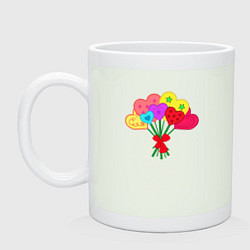 Кружка керамическая Букет сердец, цвет: фосфор