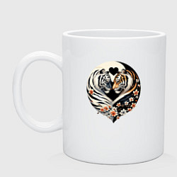 Кружка керамическая Тигры - Инь янь, цвет: белый