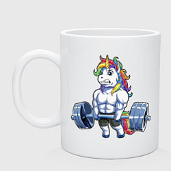 Кружка керамическая Тяж единорог, цвет: белый