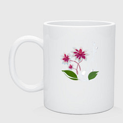 Кружка керамическая Яркий цветок с жемчугом, цвет: белый