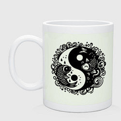Кружка керамическая Две рыбы инь янь символ, цвет: фосфор