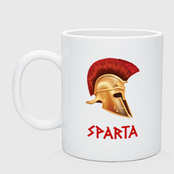 Кружка керамическая Спарта: шлем гоплита, цвет: белый