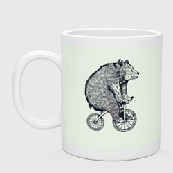 Кружка керамическая Мишка на велике, цвет: фосфор