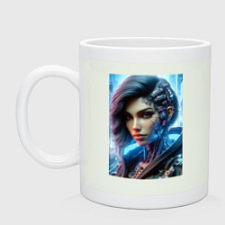 Кружка керамическая Cyber girl - ai art, цвет: фосфор