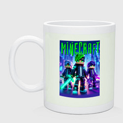 Кружка керамическая Cyberpunk and Minecraft - collaboration, цвет: фосфор